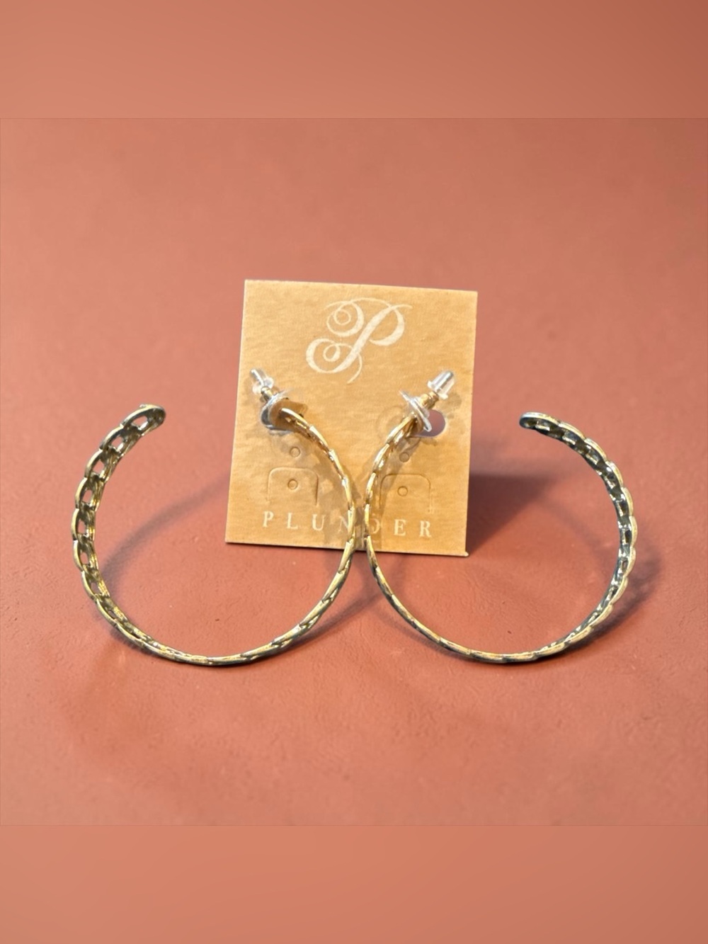 Plunder Gold Textured Hoop Earrings with Hammered Detail